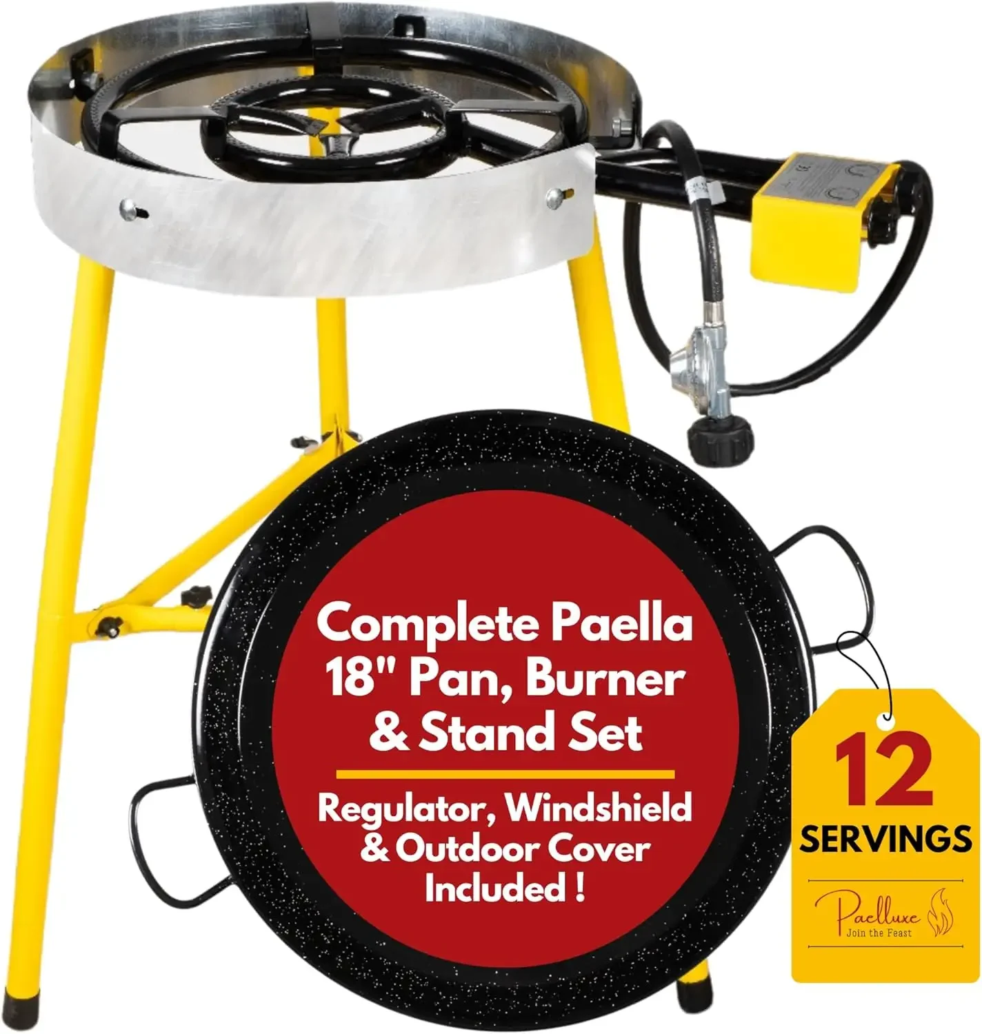 Pan Burner & Stand Set 12 Servings - Dual Propane - 18-Inch Steel Pan  Portable Gas Stove  Wok, Pots, Cast Iron  Ideal