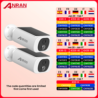 ANRAN 2PCS Outdoor Wireless 2.4G WIFI Camera 3MP Solar Security Camera Battery Camera Floodlight Color Night Vision Local Alarm