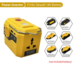 Portable Power Inverter 220V Outdoor Mobile Lithium Battery Inverter with LED Light for Dewalt 18V 20V Li-ion Battery