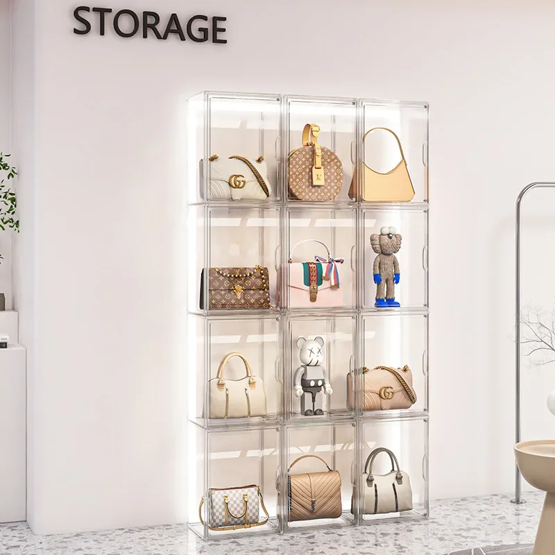 Handbag Display Box Garage Kit Dustproof Desktop Book Organizer Transparent Storage Box Thickened Plastic Bookcase Bookshelf