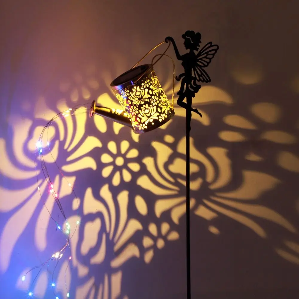 Solar Powered Solar Watering Can Lights Metal Construction String Lights Design Solar Landscape Lamp Hanging Style