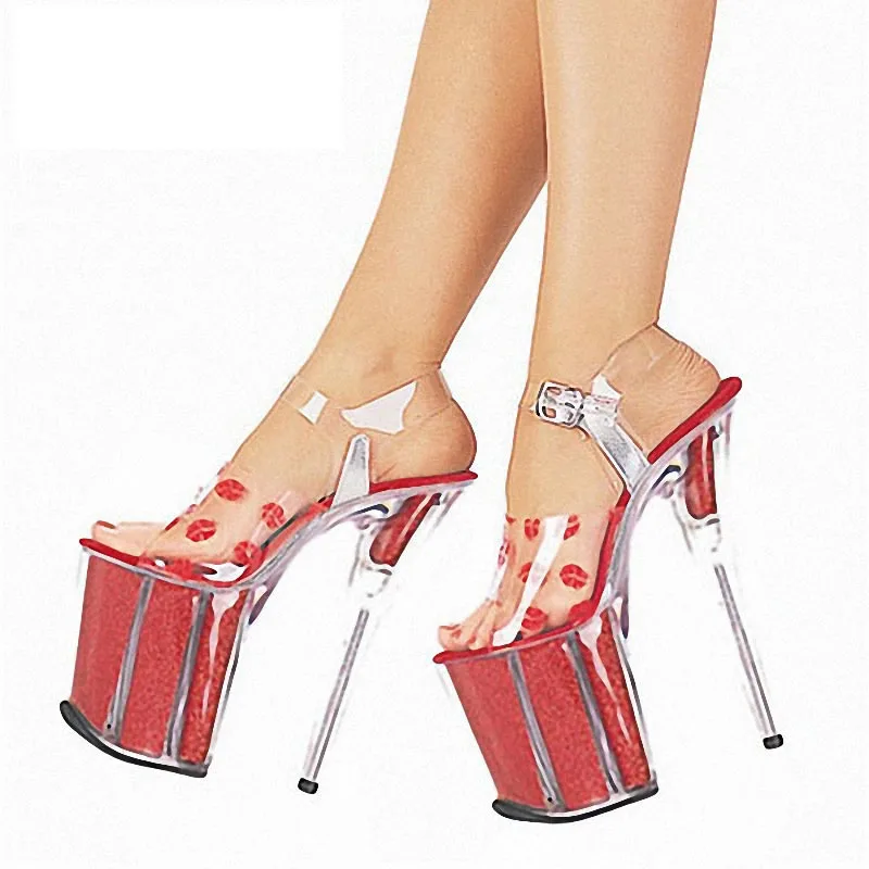 

LAIJIANJINXIA New 20CM/8inches PVC Upper Model Sexy Exotic High Heel Platform Party Women Sandals Pole Dance Shoes E011