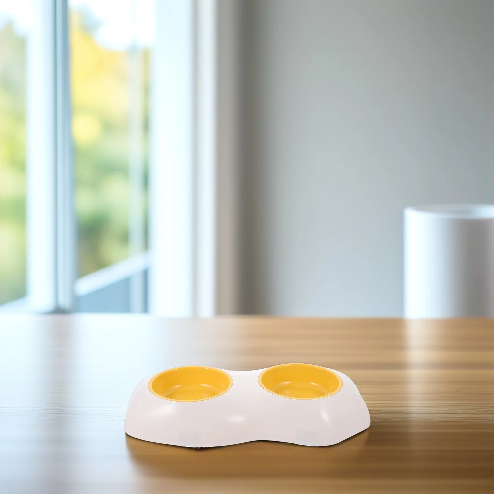 

Egg Yolk Shaped Pet Double Feeder Non Slip Dual Bowl for Dog Cat Rabbit PP Material Food Water Bowls Easy Clean Detachable Safe