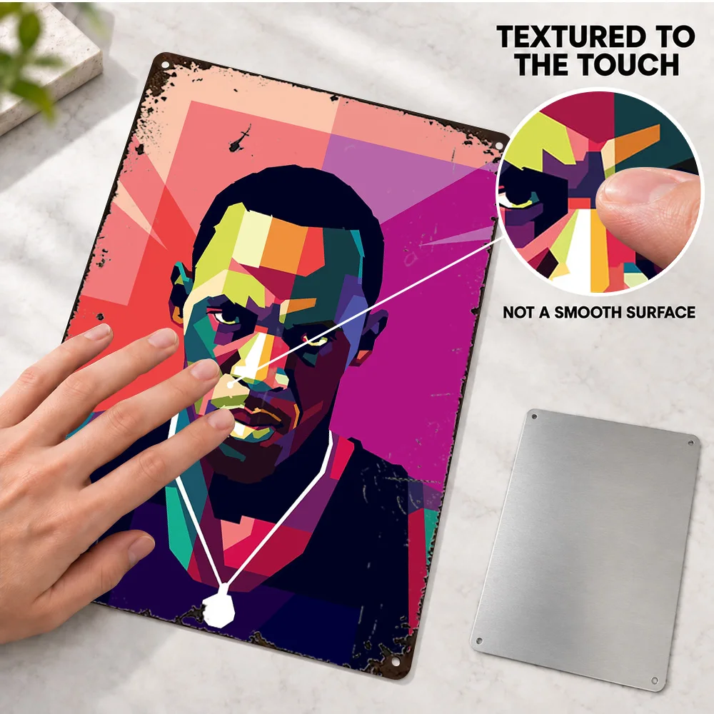 Usain Bolt Sprinter Printed Poster Personalized Aluminum Metal Sign Bright Polygon Face Illustration Wall Art For Sports Lounge