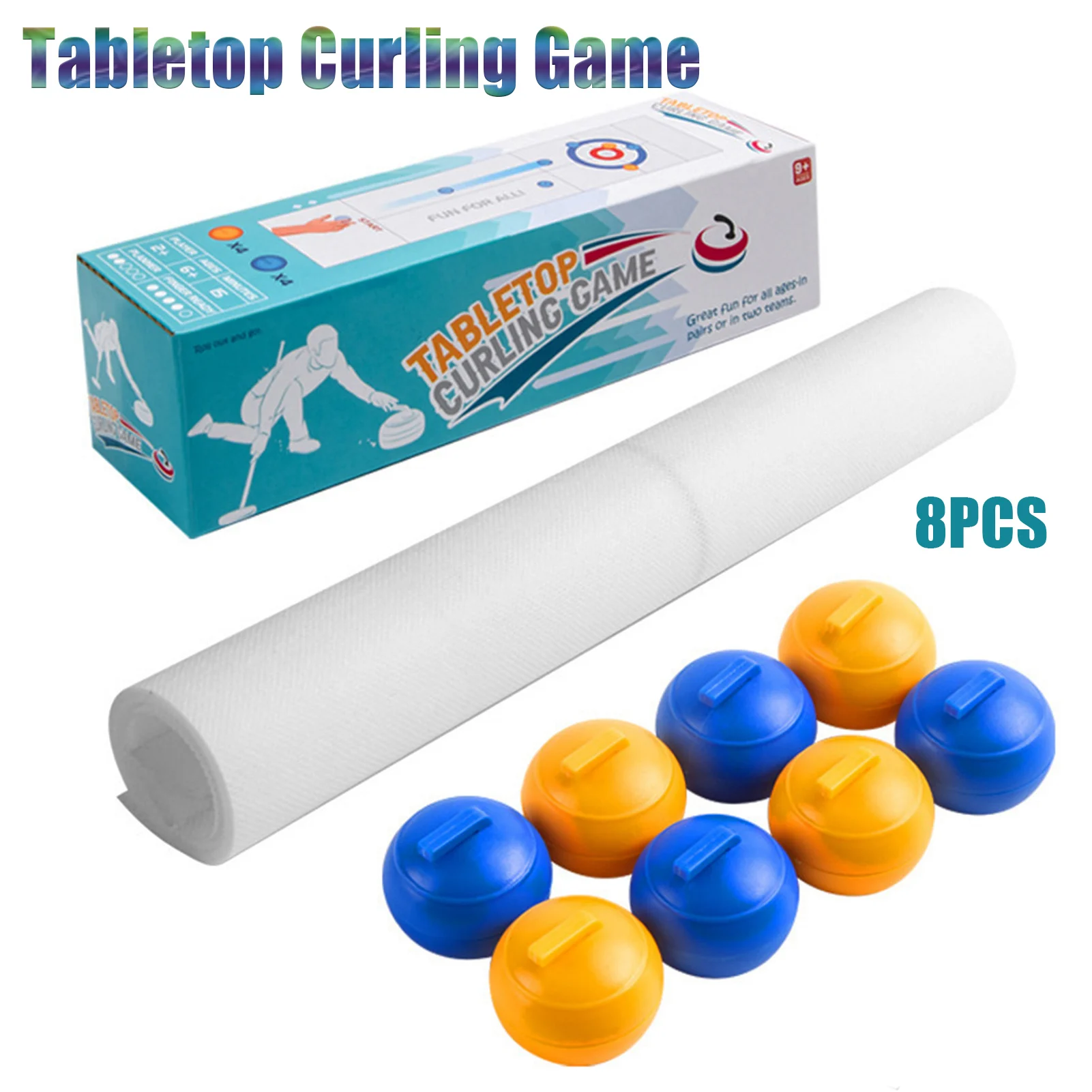 8PCS/set Foldable Mini Curling Table Curling Ball Tabletop Curling Game For Kid Adult Family School Travel Tabletop Culing Game