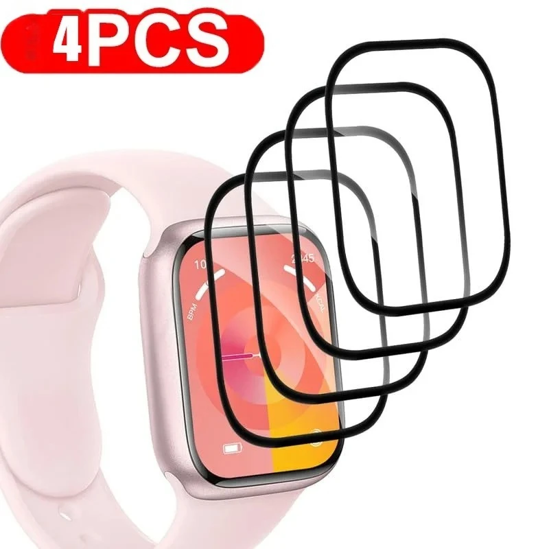 4Pcs Full Curved Screen Protector For Apple Watch Ultra 3 49MM Not Glass Protective Film Iwatch Series 10 11 9 8 7 6 5 SE 46MM