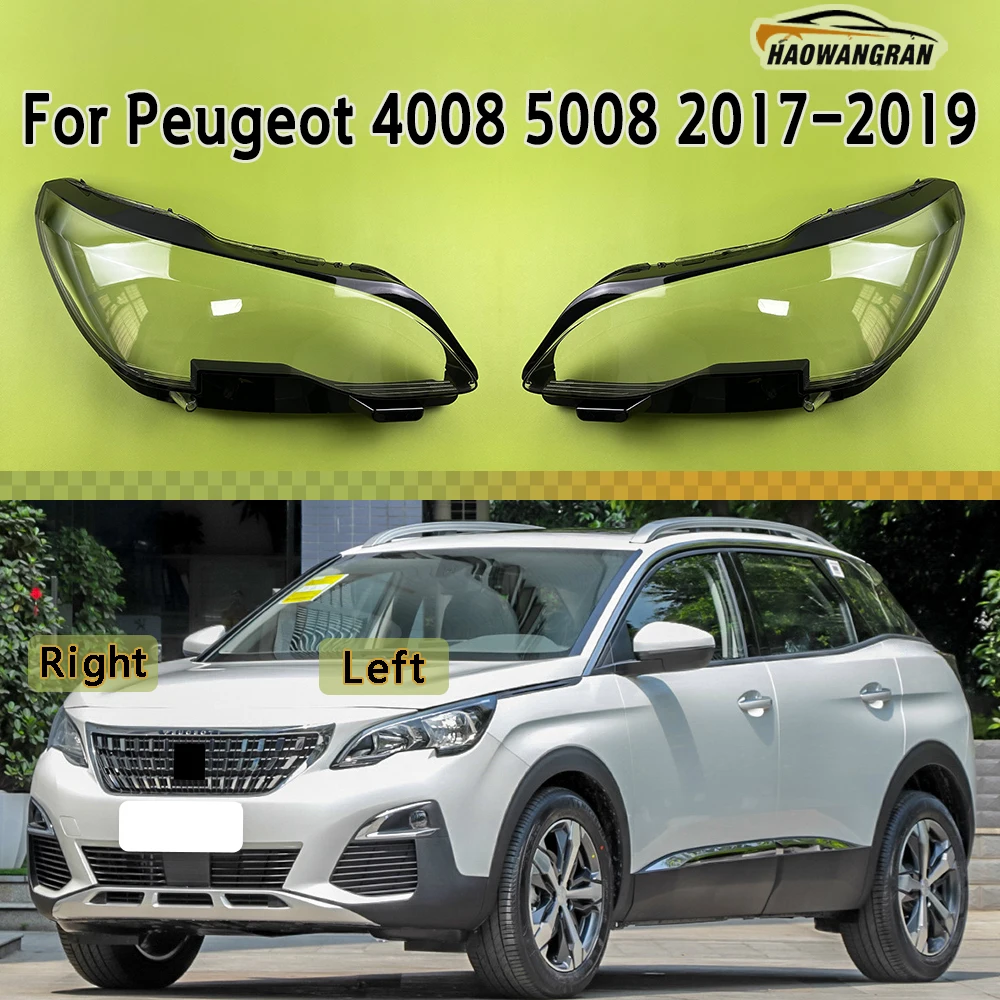 

For Peugeot 4008 5008 2017 2018 2019 Halogen Front Headlight Cover Transparent Lampshade Plexiglass Replace Original Lens Shell