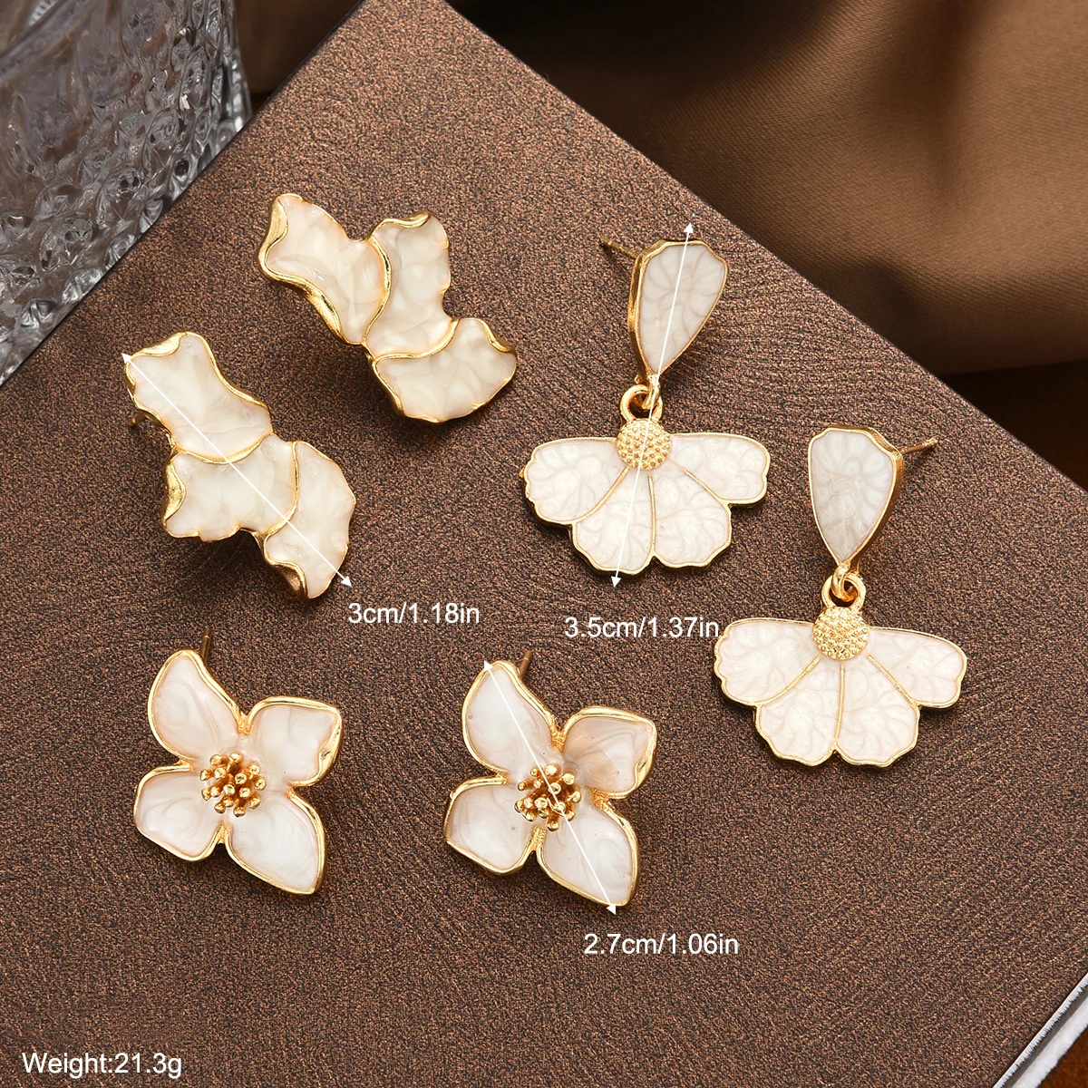 مجموعة أقراط كلاسيكية بتصميم زهور للنساء أقراط رومانسية باللون البيج الفرنسي العصري الكوري الأنيق للارتداء اليومي هدية مجوهرات #6