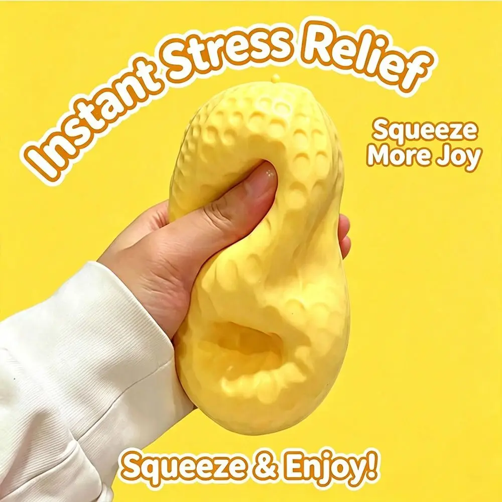 TPR Peanut Squeeze Toy Squeaky Slow Rebound Sensory Fidget Toy Building Block Style Peanut Shaped Peanut Stress Toy Sensory Play