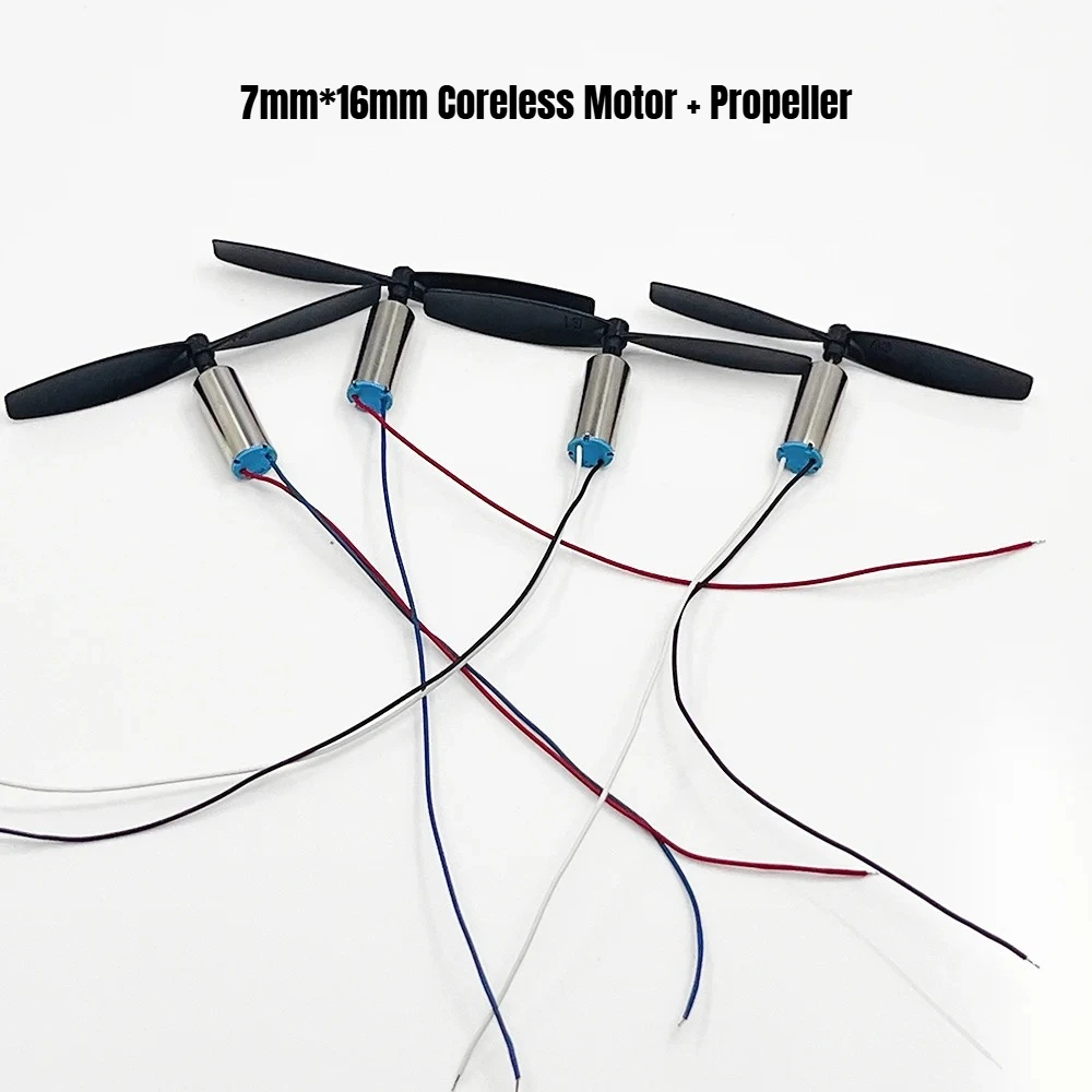 4pcs 716 7mm*16mm Coreless Motor with Propeller 2CW+2CCW DC 3V 3.7V 55000RPM Ultra-High Speed for RC Drone Quadcopter
