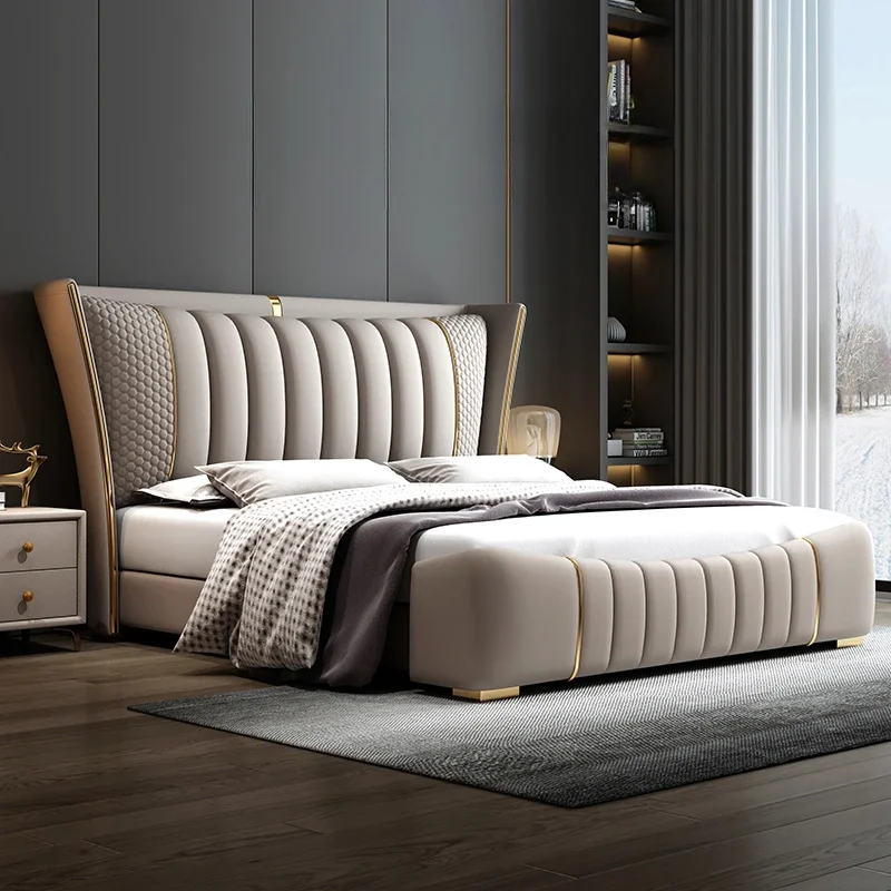 

Trendy Aesthetics Bed Modern Simple Wedding Designer Bed Light Luxury Sleeping Unique Letto Matrimoniale Lounge Suite Furniture