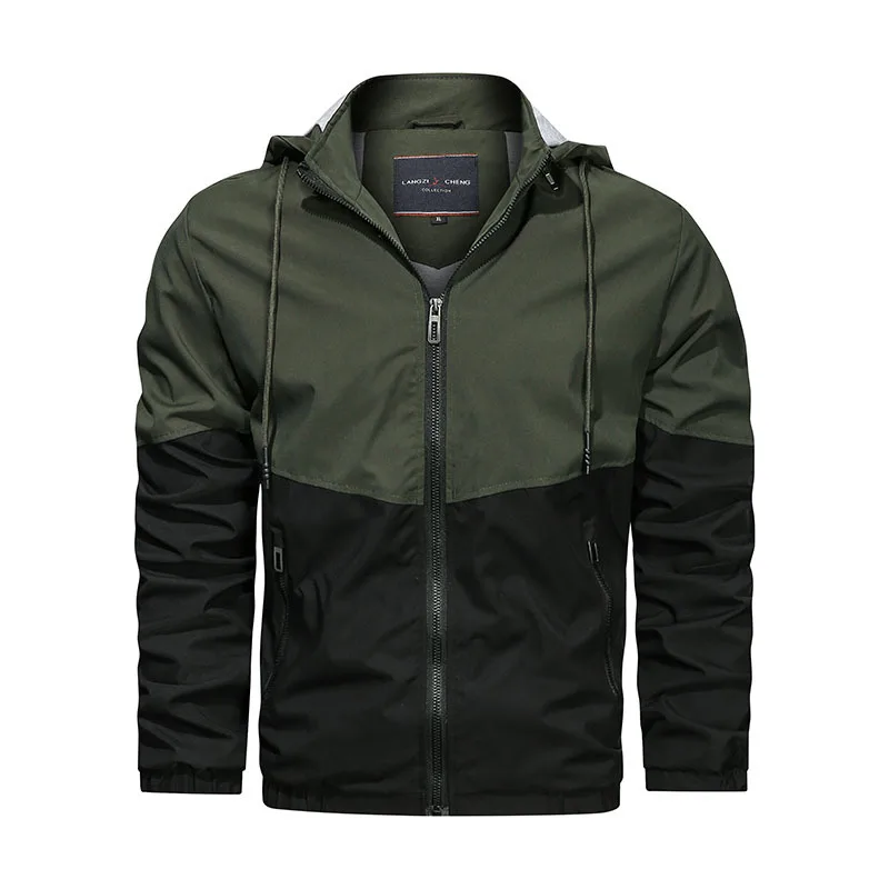 Autumn and winter new men's jacket hooded casual contrast color sports jacket men's Hoodie