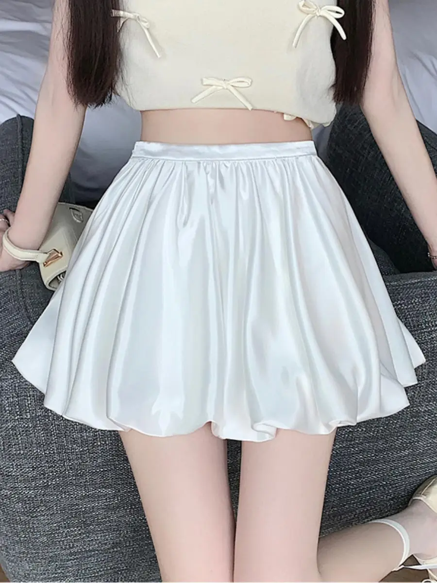 Cute Pumpkin Skirt for Women High Waist A-line Bubble Shorts Mini Skirt Y2k Korean Fashion Clothing Sweet Style Summer