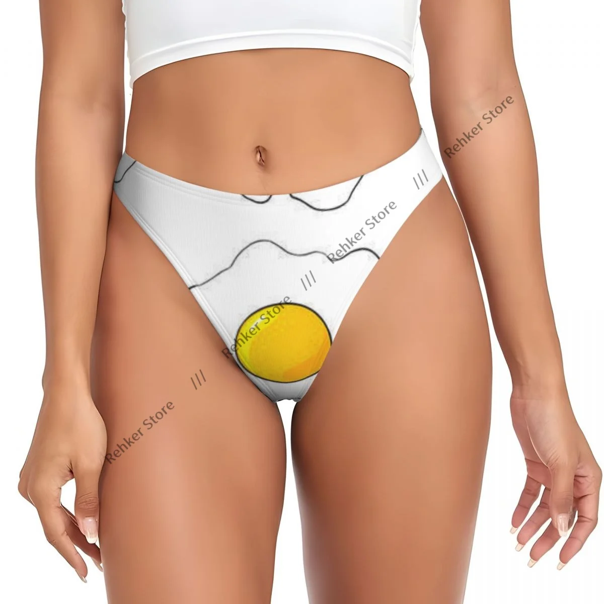 Sexy Women Underwear Fried Egg Backgroud Thong Panties G-string