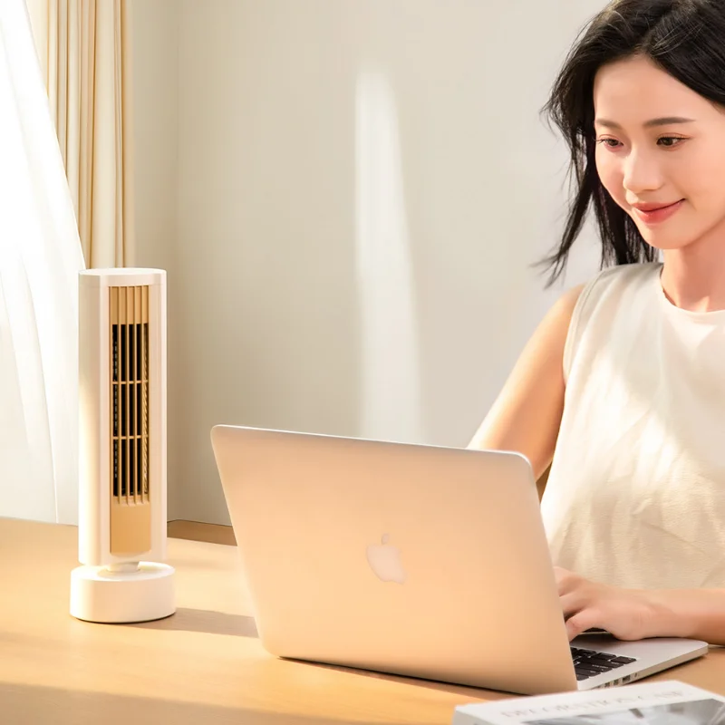 Leafless household USB desktop tower fan, rechargeable portable large wind wall fan