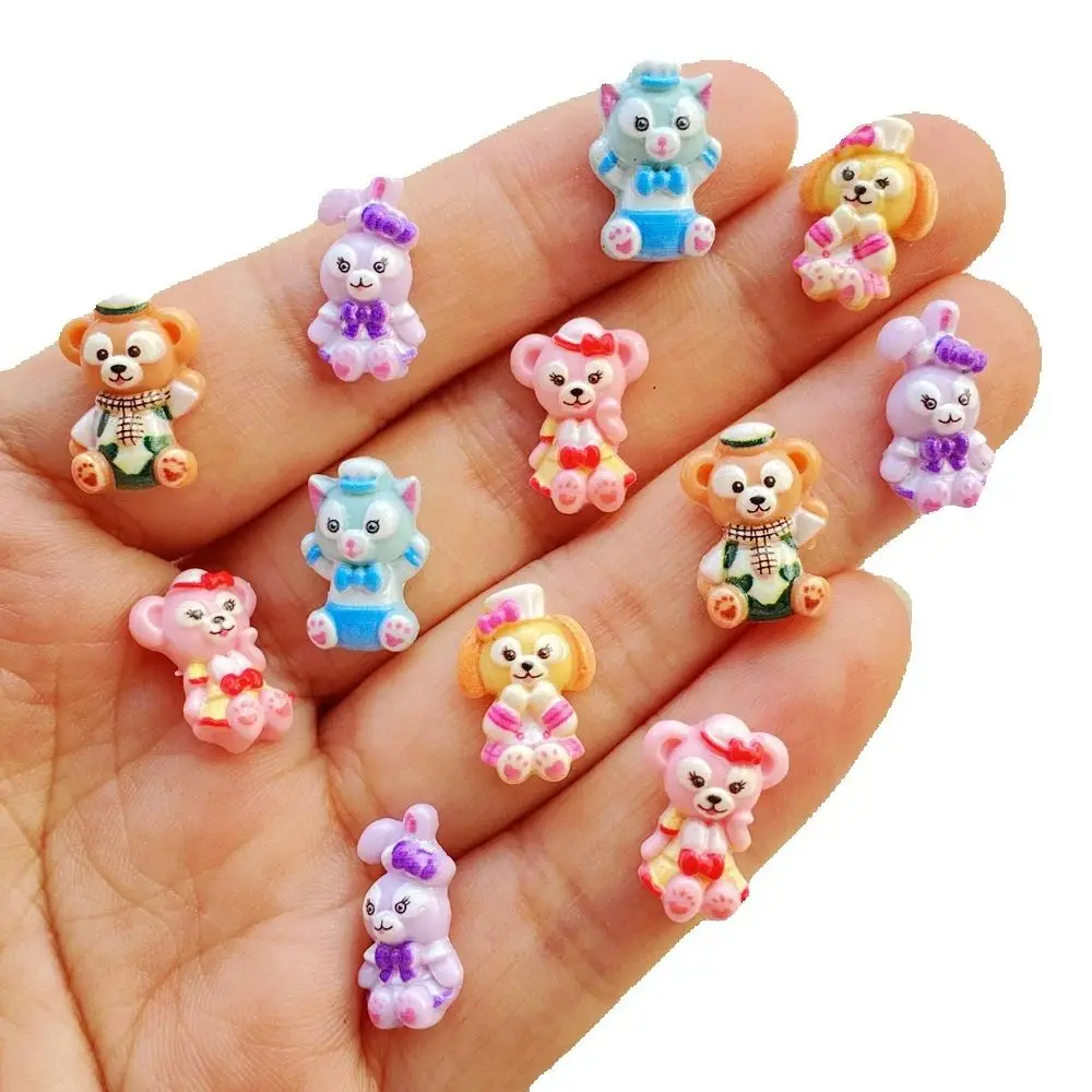 50 Piezas de Resina Mixta con Dibujos Animados de Disney, Conejo, Osito, Perrito, Adornos de Diamantes de Imitación para Manualidades, Decoraciones 3D para Uñas y Joyería