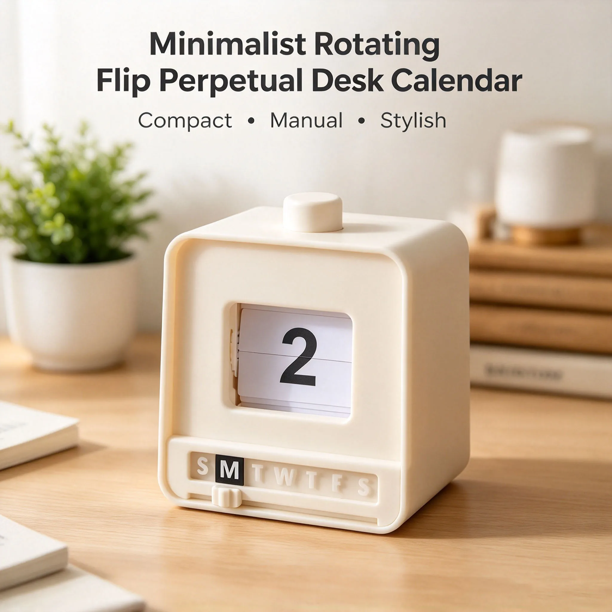 Mini Manual Flip Desk Calendar Retro Perpetual Calendar Week Date Display Minimalist Desktop Decor for Office Study Table Gift