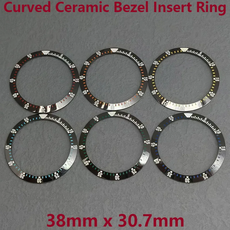 

38mmx30.7mm SKX007 Curved Ceramic Bezel Insert Fits SKX007 SKX009 SRPD SUB Watch NH35 NH36 Movement Watch Replace Insert Ring