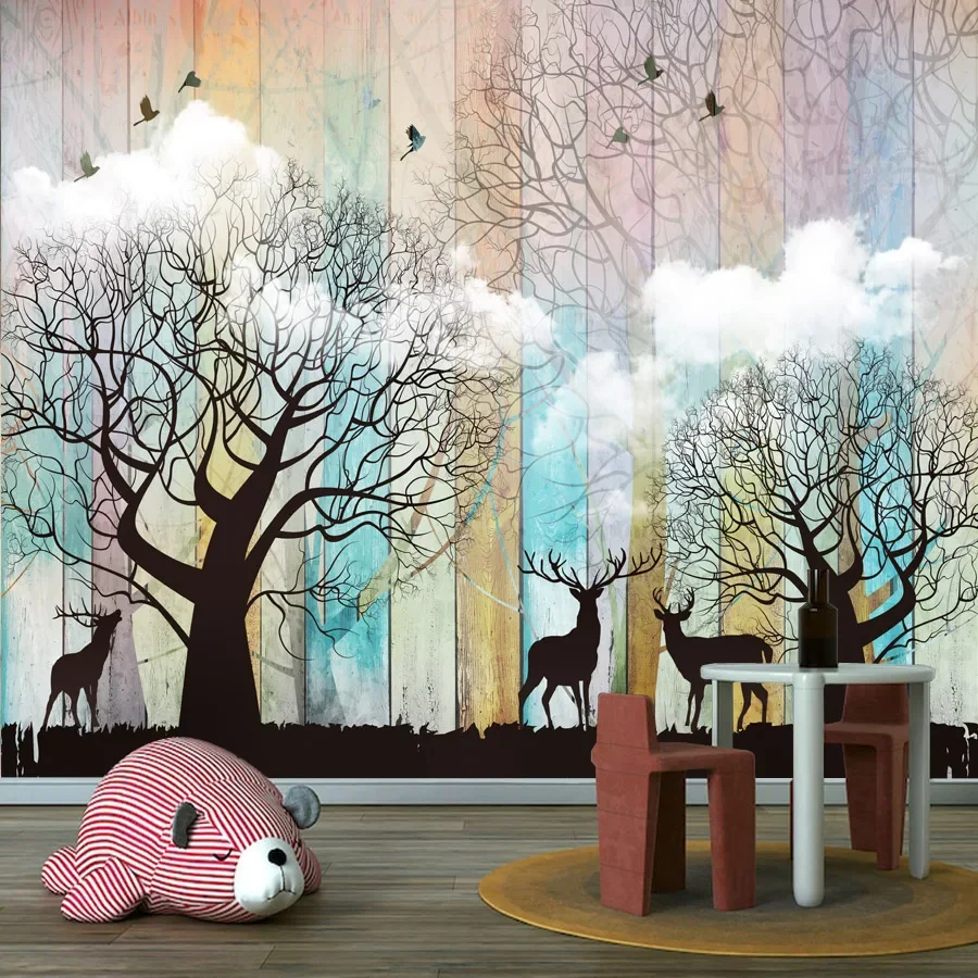 Wall Paper Home Decor Panel Self Adhesive Easy to Apply Wallpapers for Living Room Decoration Wood Trees Bedroom Furniture Mural