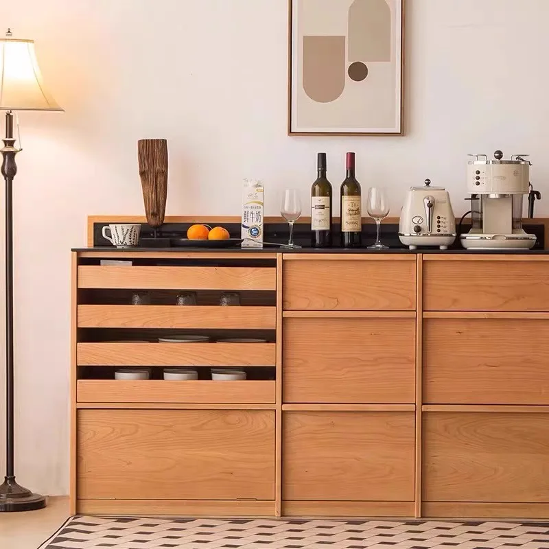 

side cabinet household living room rock slab integrated multi-functional tea cabinet dining room simple storage locker