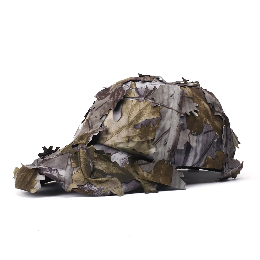 1PC Camouflage Outdoor Taktische Kappe mit 3D Bionic Leaf Camo Jagd Hut Versteckte Dschungel Sniper Hut Sonnenschutz Kappe – Detail 6