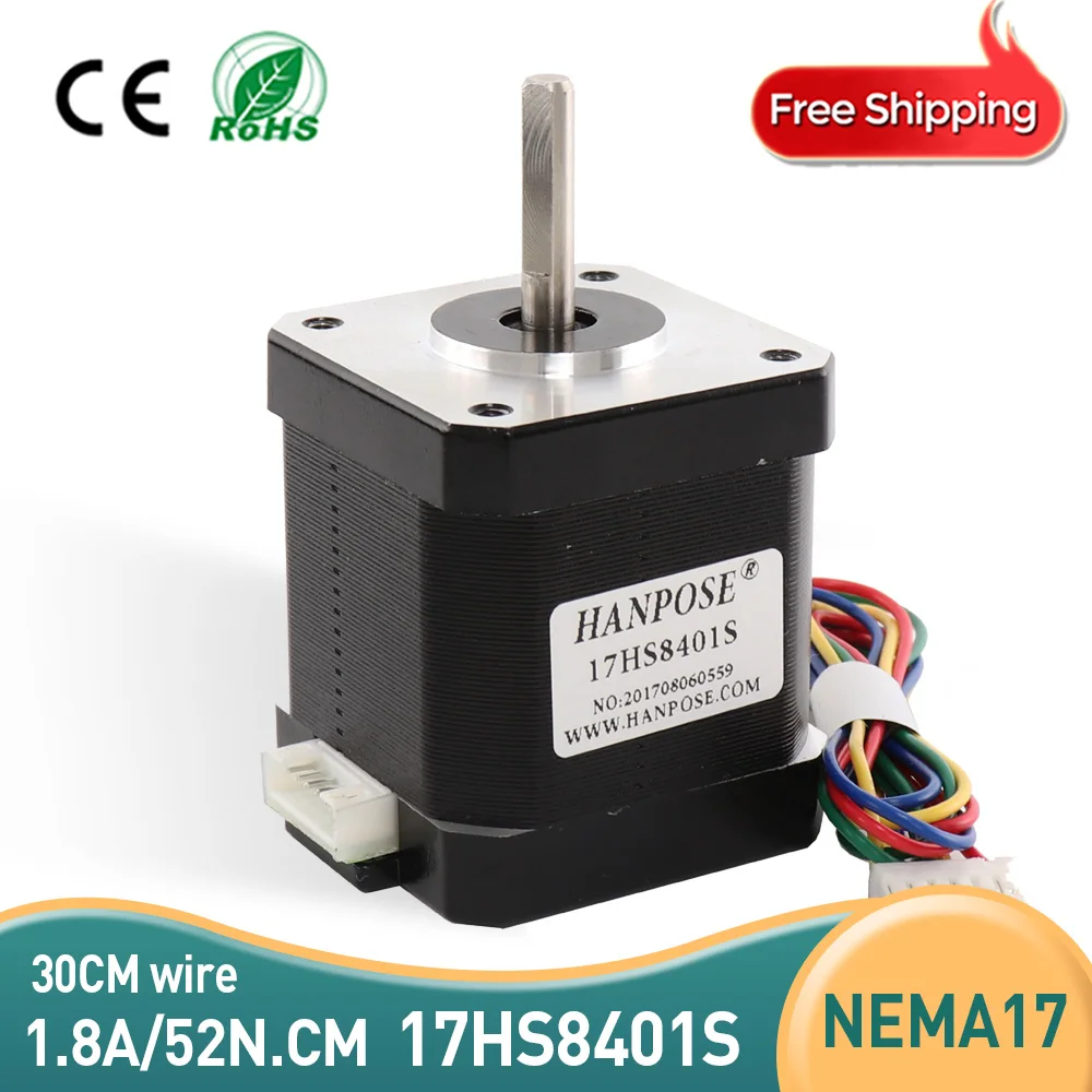

Nema 17 Stepper Motor 4-lead 42 motor 17HS8401S 1.8A 52N.CM CE ROSH ISO CNC Laser and 3D printer Stepper motor