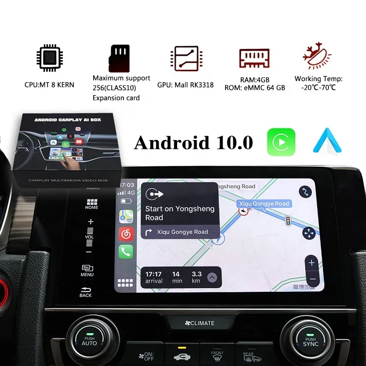 نظام مفتوح جديد 8 CORE sim صندوق تلفزيون أندرويد للسيارة اللاسلكية carplay ai box 4g 64gb صندوق ذكي للسيارة