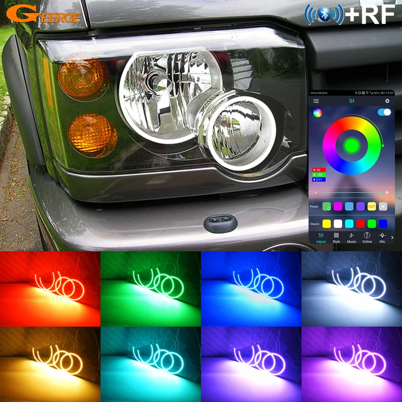 For Land Rover Discovery II 2 2003 2004 RF Remote Bluetooth-Compatible APP Multi Color RGB Led Angel Eyes Kit Halo Rings Light