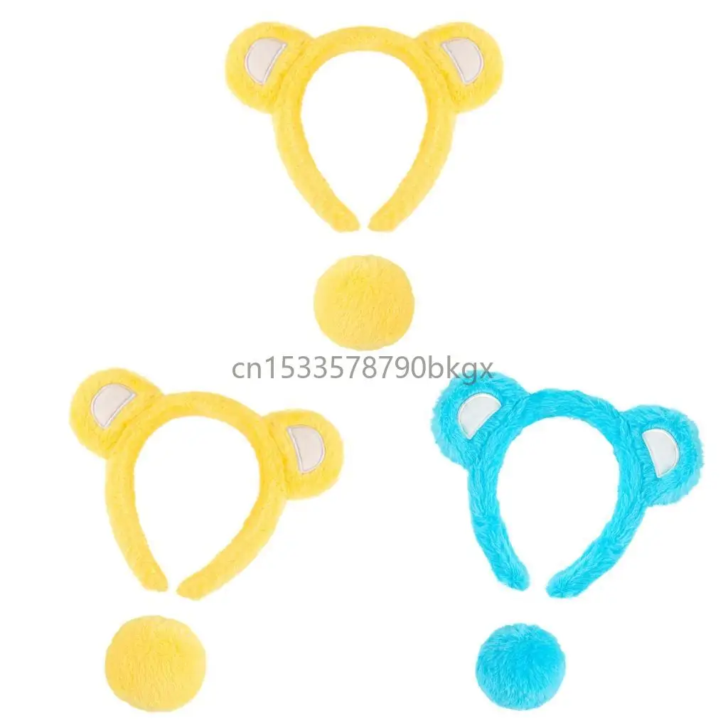 

Little Bear Ears and Tail Set with Little Bear Ears Headband Bear Tail Animal Cosplay Costume Accessories for Halloween J78E