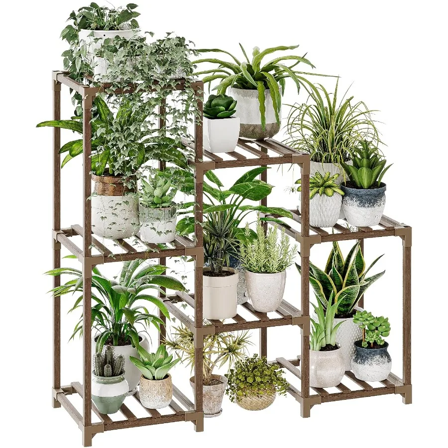

Bamworld Plant Stand Indoor Plant Shelf Outdoor Wood Plant Rack for Multiple Plants 3 Tiers Ladder Plant Pot Holder for Living