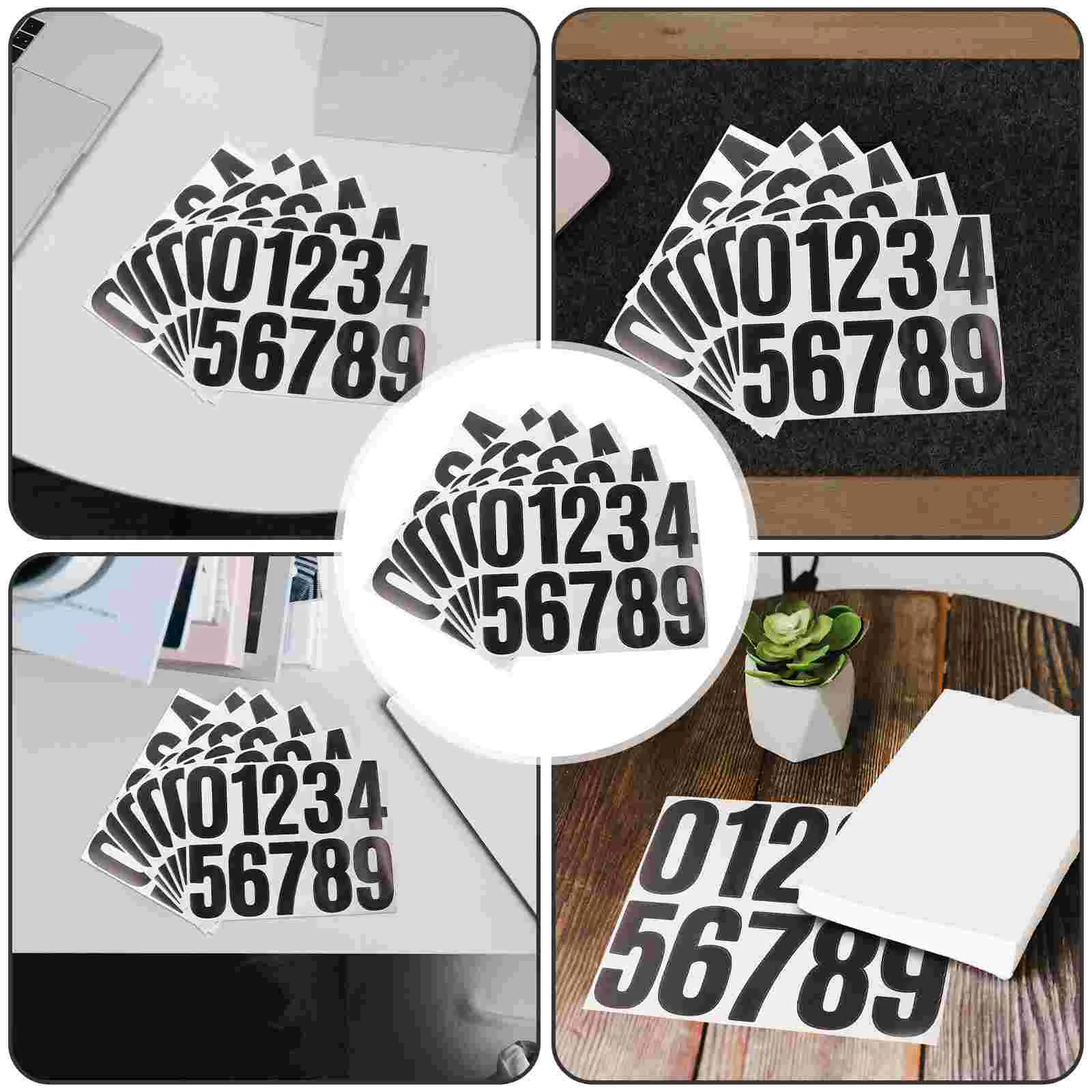 6 Sheets Racing Car Self-adhesive Number Stickers Mailbox Numbers for outside by Trash Can