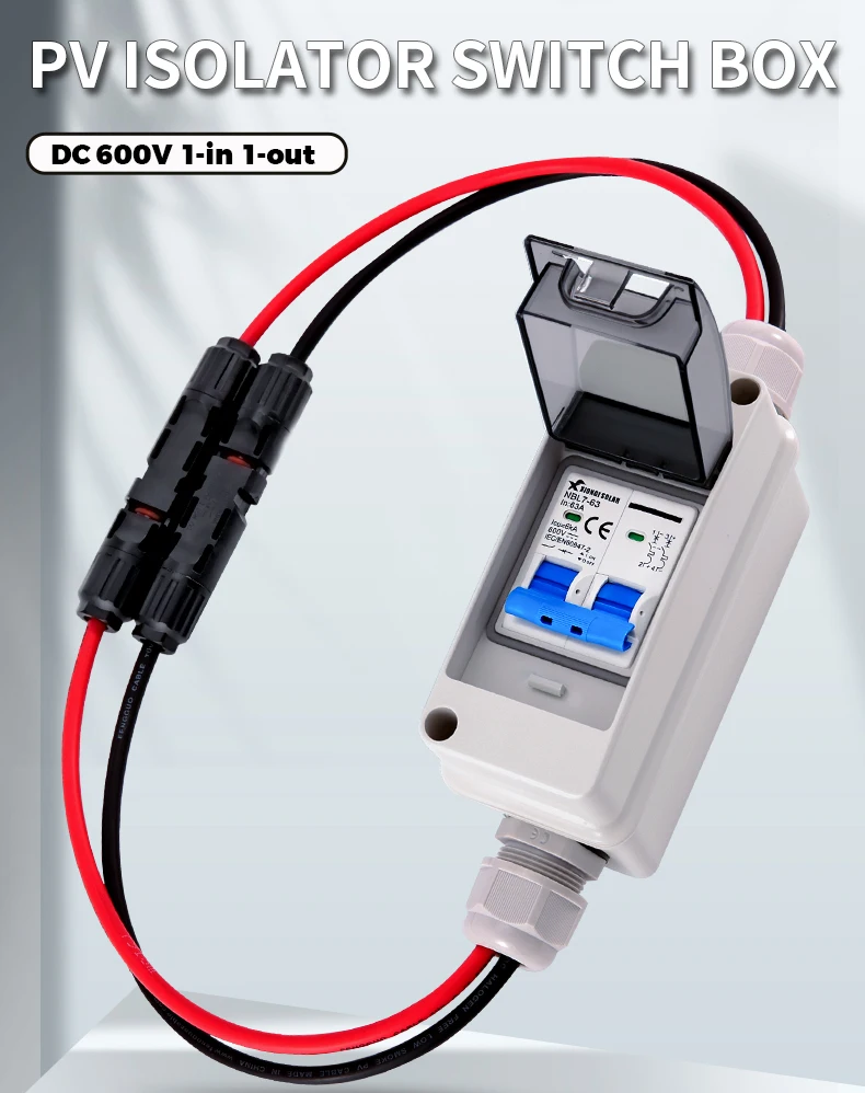 DC PV Trennschalter-Box mit DC 600V 63A MCB IP65 HT 2-Wege Wasserdichte Box 1 Ein 1 Aus Solar Photovoltaik PV Kombinationsbox – Detail 1