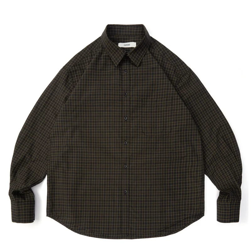

Vintage Japanese Style Plaid Long Sleeve Shirt Unisex Loose Casual Outerwear Cotton Youth Autumn Fashion Classic Collar