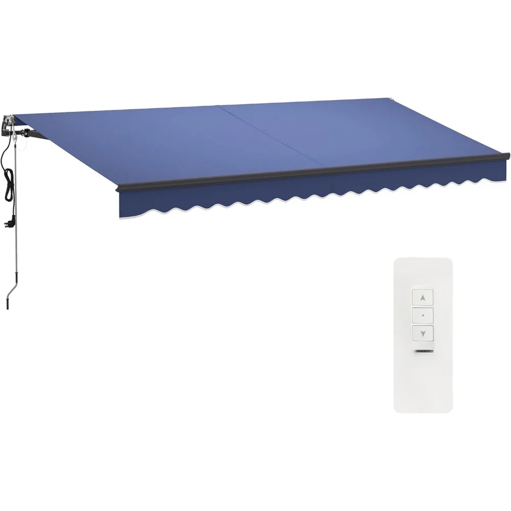 15' x 10' Electric Retractable Awning, Aluminum Frame Motorized Patio Awning with Remote Controller, UV30+ Protection