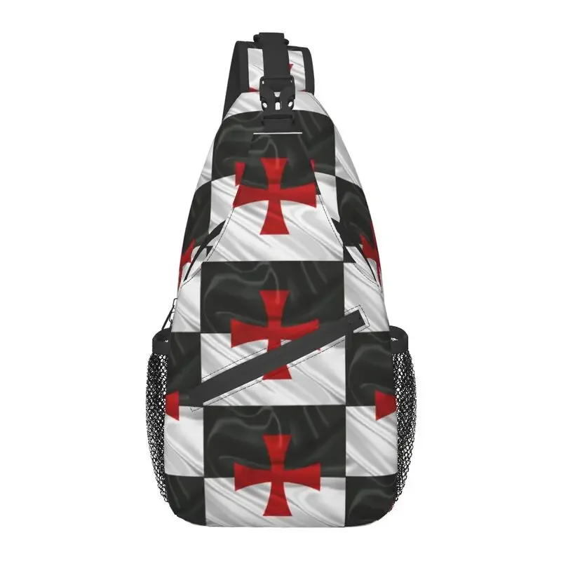 

Flag Of Knights Templar Sling Chest Bag Custom Medieval Crusades Cross Shoulder Crossbody Backpack for Men Traveling Daypack