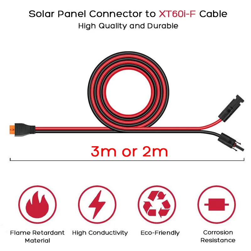 Zdjęcie 4: Kabel 3m 2m z panelem solarnym do XT60i-F dla EcoFlow Delta 2/2 Max/Pro/Pro 3/3 Plus River 2/2Pro/2 Max/3/3 Plus itp. Generatory solarne.