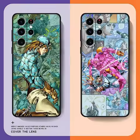 GOOD JOJO Steel Ball Run Phone Case For Samsung Galaxy S25 S24 S23 S22 S21 S20 Plus Ultra Note20 Limited Soft Black