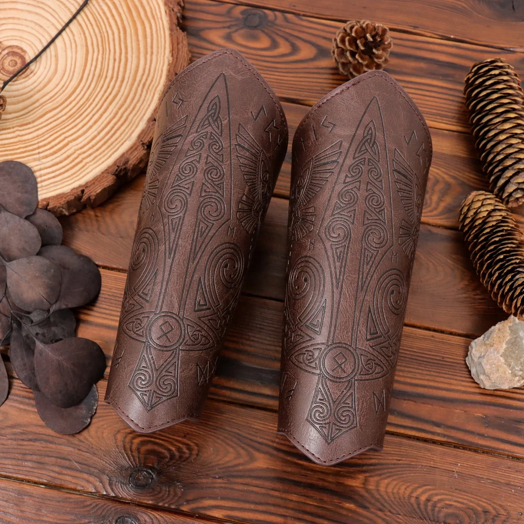 

Средневековые наручные ограждения из искусственной кожи, кожаные перчатки с тиснением воина, перчатки рыцаря, перчатки в стиле панк, ретро, готические браслеты, доспехи