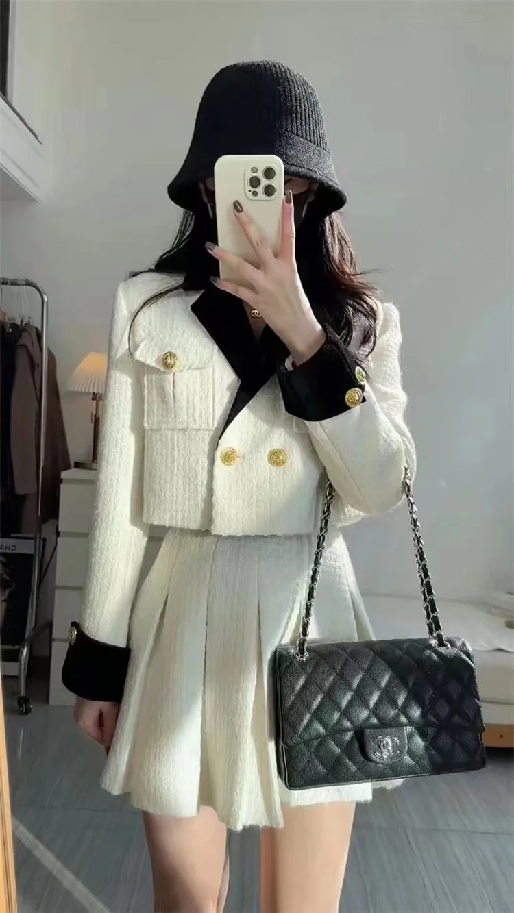 Classic Style Suit Dress, 2023 Early Autumn New Korean Drama Heroine Outfit, Internet Celebrity Elegant High-end Two-piece Set