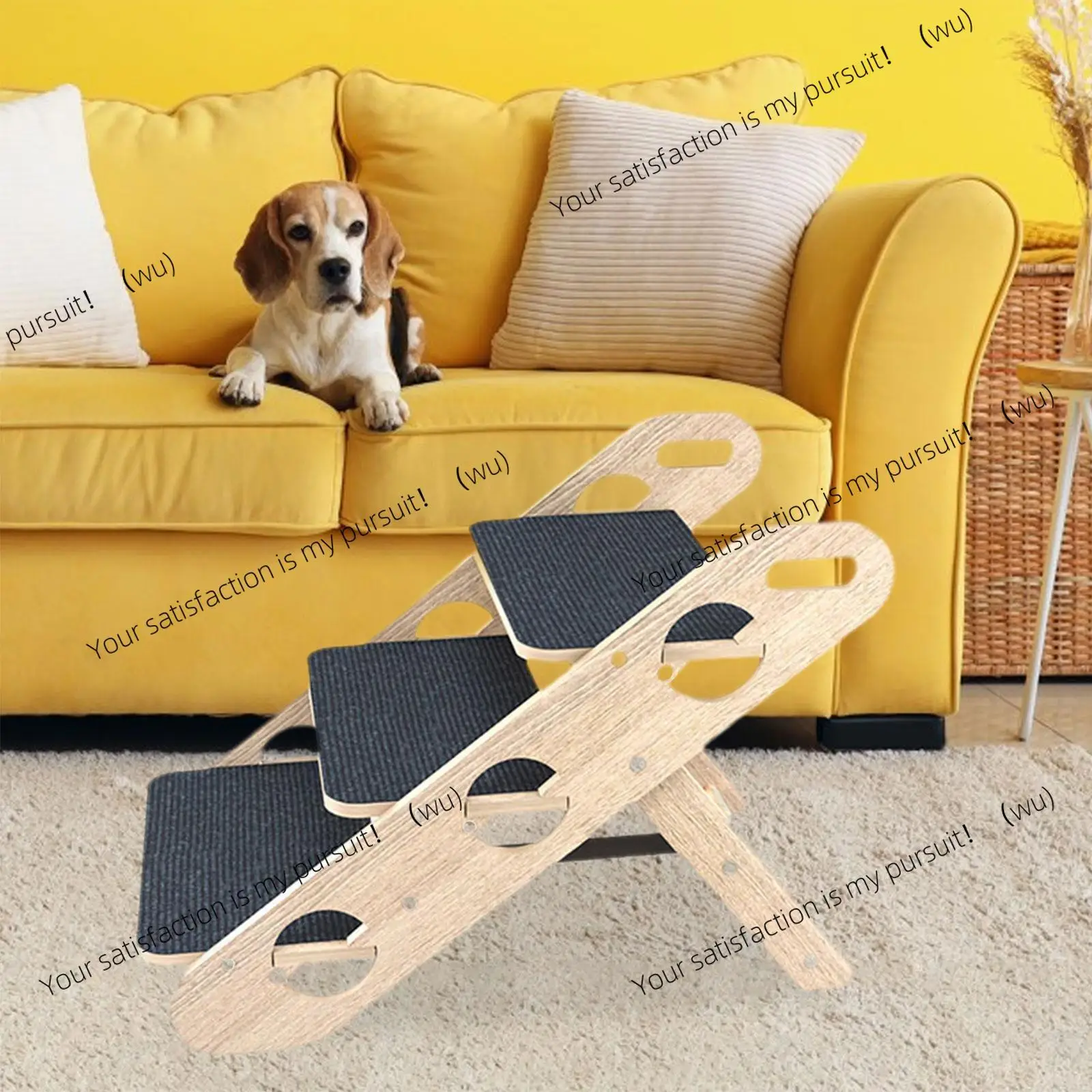 Wood Dog Stairs Foldable High Bed Climbing Non Slip Comfortable Pet Steps Indoor for Indoor Use Cats Sofa Puppy Small Pets