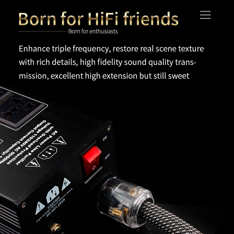 سلك طاقة OFC عالي الدقة YYTCG، قابس صوتي عالي الجودة مطلي بالذهب، سلسلة الاتحاد الأوروبي ومرشحات اتصال من السلسلة الأمريكية #5