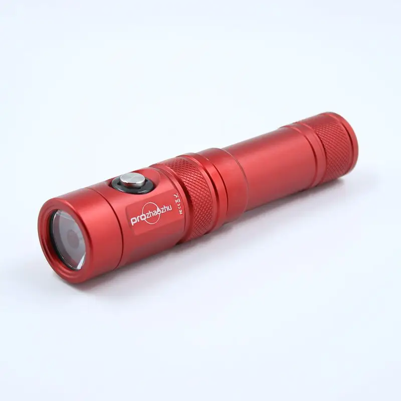 Aluminum Alloy Red Diving Flashlight Type-C Charging 21700 Li-ion Built-in IP68 1000 Lumen Narrow Spot Backup Dive Lights