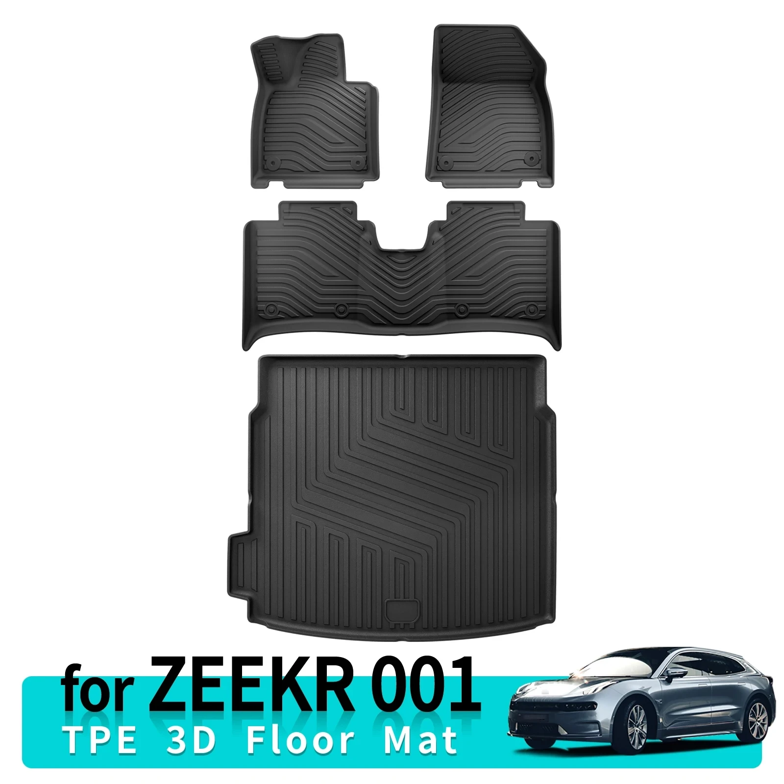 for ZEEKR 001 TPE 3D Floor Mats Trunk Pad Foot Mat Odorless Tray Car Accessories Fit Left Hand Driver