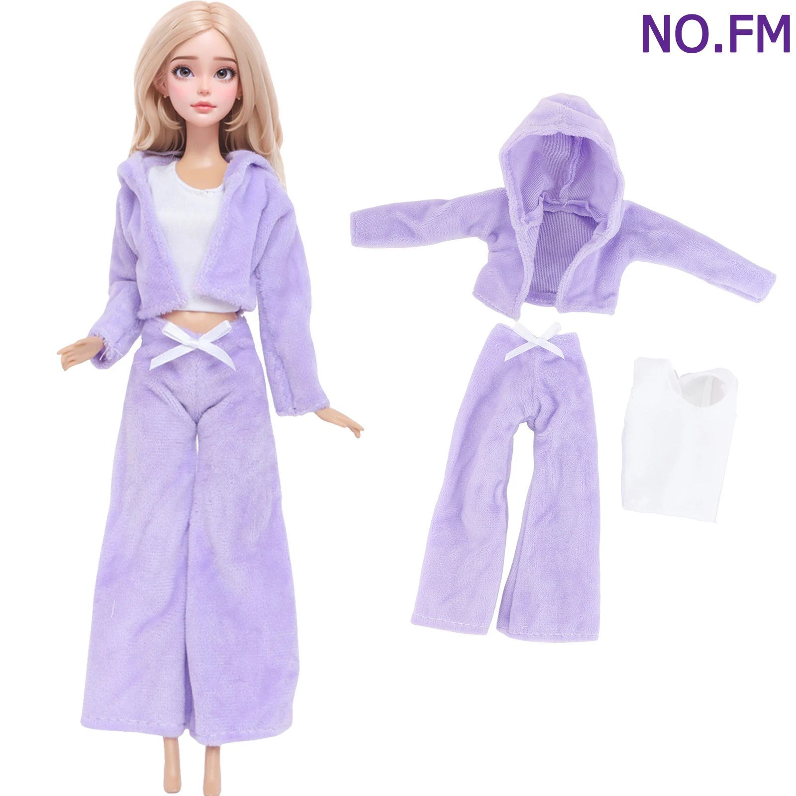 1 conjunto roxo série roupa 11.8 Polegada roupas de boneca vestido princesa vestido de festa topos calças camisola 30cm boneca acessórios 1/6 brinquedo do miúdo