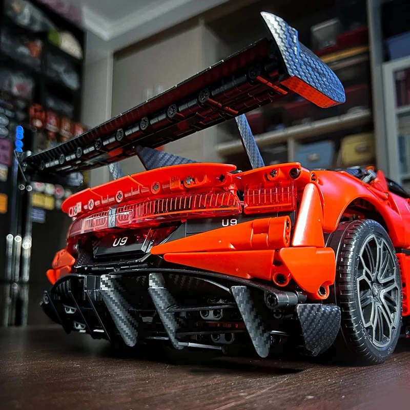 U9 Supersportwagen Technischer Baukasten 1:8 Maßstab Elektrischer Hypercar Konstruktions-Bausteine Modell DIY Montage-Spielzeug für Erwachsene – Detail 13