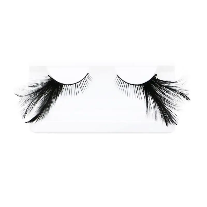 1 Pairs Black Feather Stage Exaggerated False Eyelashes Party Masquerade Nightclub Natural Long Full Strip Eye Lashes YM77