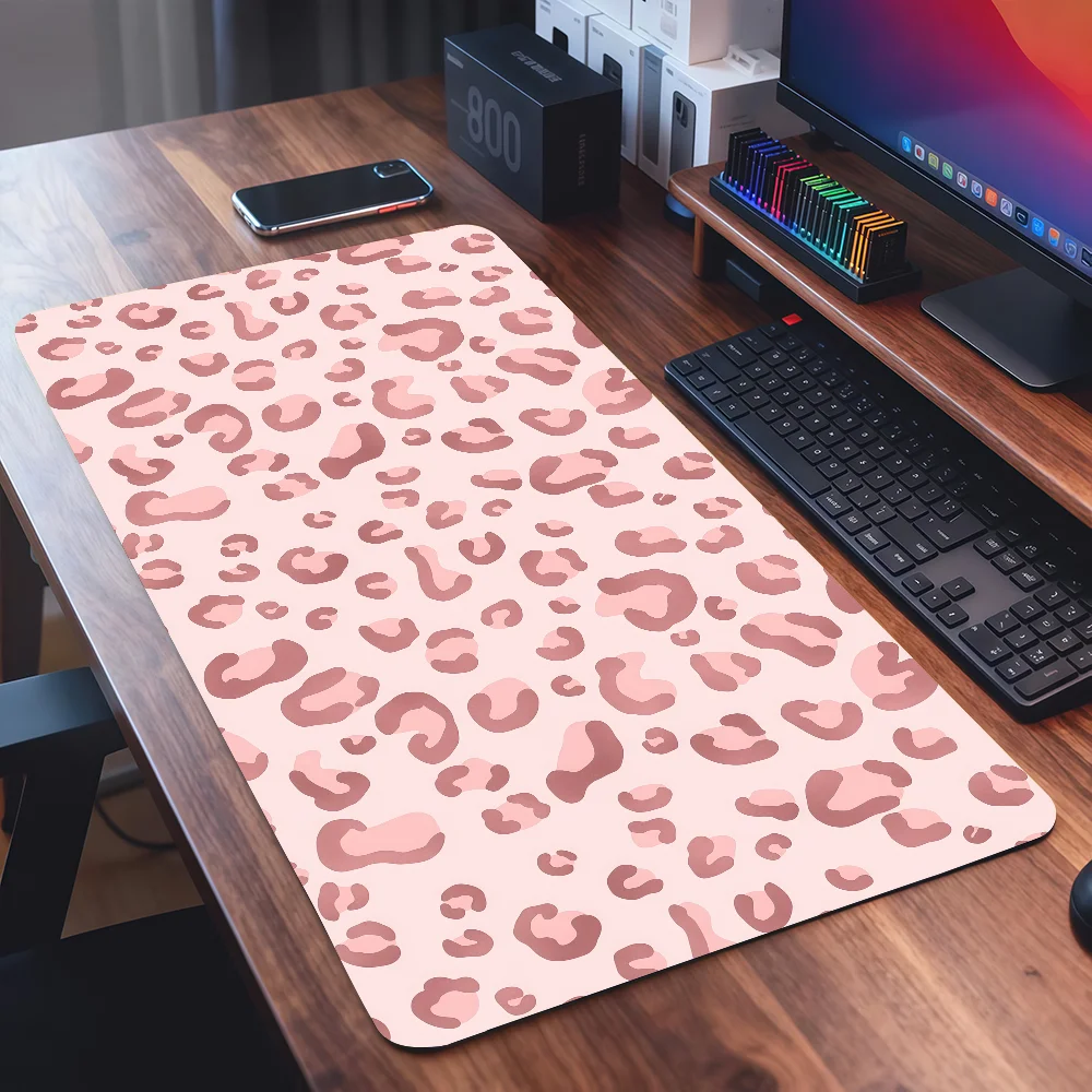 Leopard Print Mouse Pad Square Office Gaming Desk Mat Waterproof Non-Slip Rubber Decorative