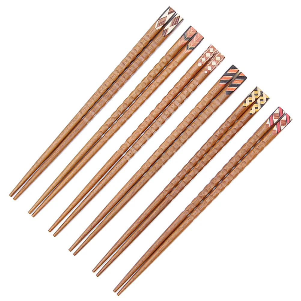 

5pcs Solid Wood Chopsticks Reusable Japanese Style Eco Friendly Natural Non Slip Smooth Finish Elegant Design Wood