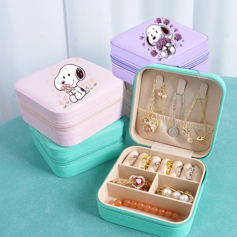 

snoopys female Jewelry box Mini Jewelry Storage Boxes Girls Trinket Case Earrings necklace ring Cute Accessory Organizer Gift