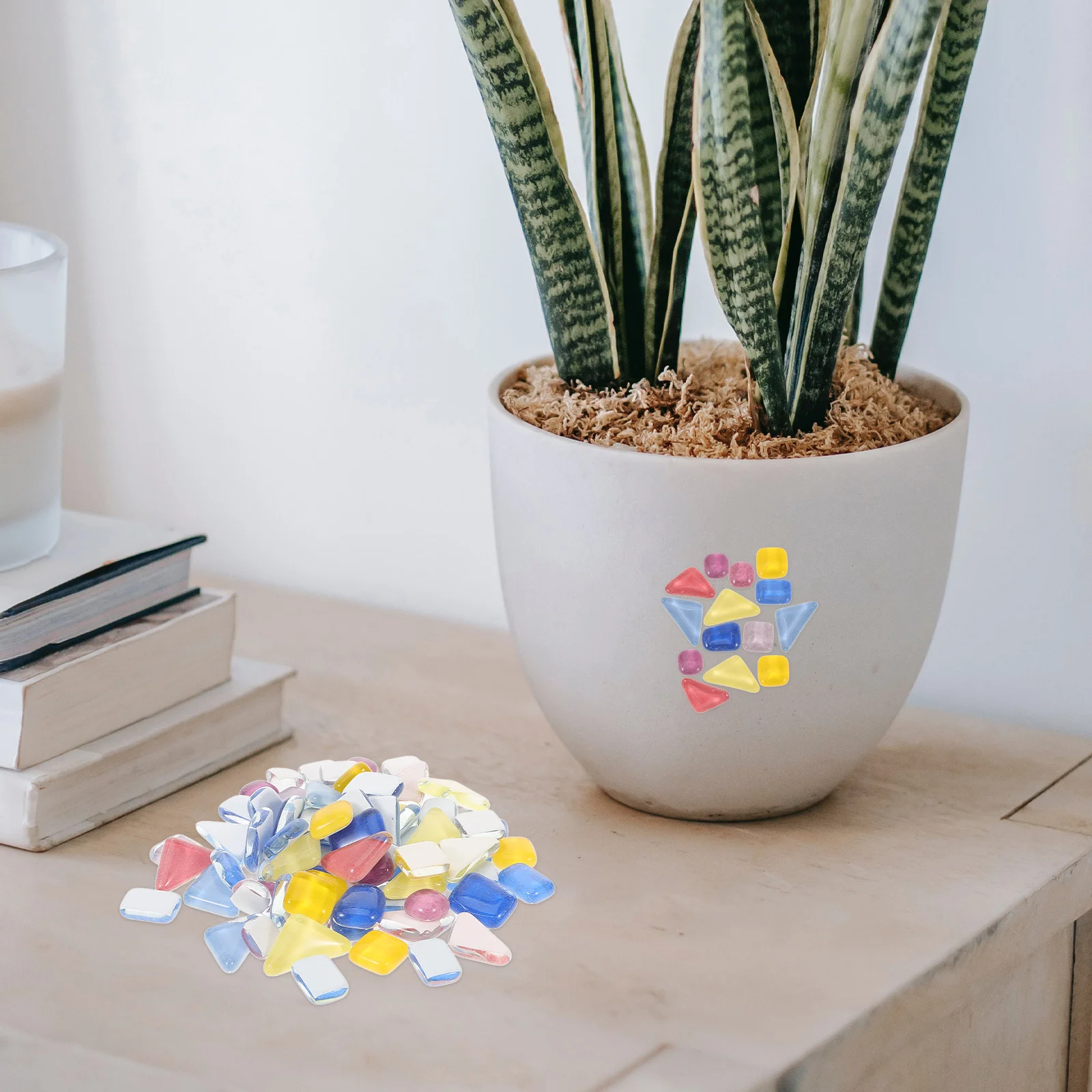 

1 Bag Mosaic Tiles Creative Mixed Color Flatback Glass Gems Pieces for DIY Crafts Vase Making Photo Frames Jewelry Art